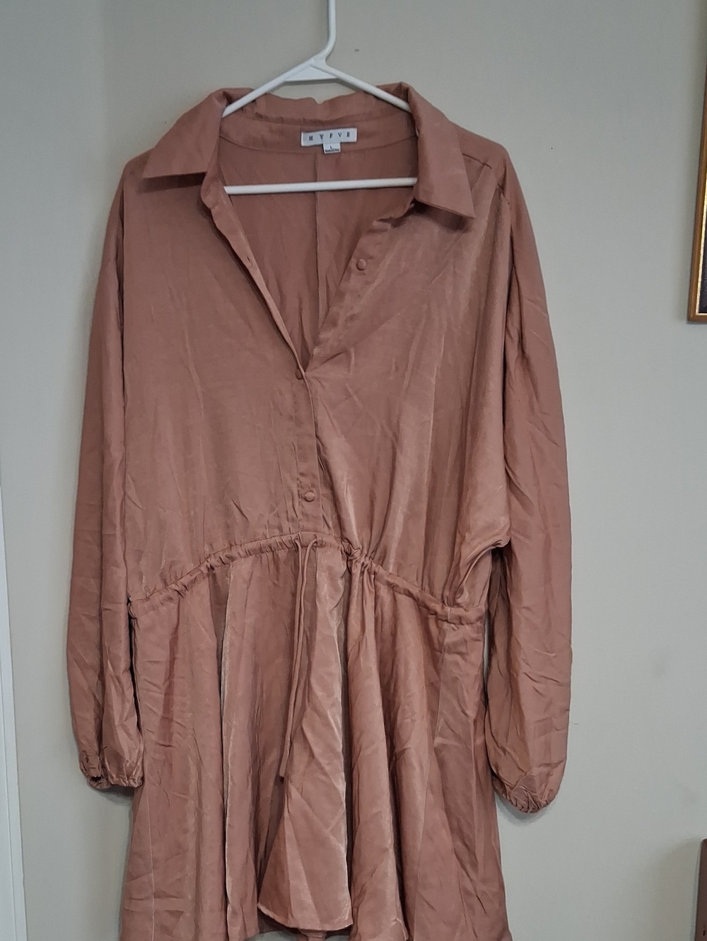 HYFVE Dusty Rose Button-Front Peplum Tunic Top